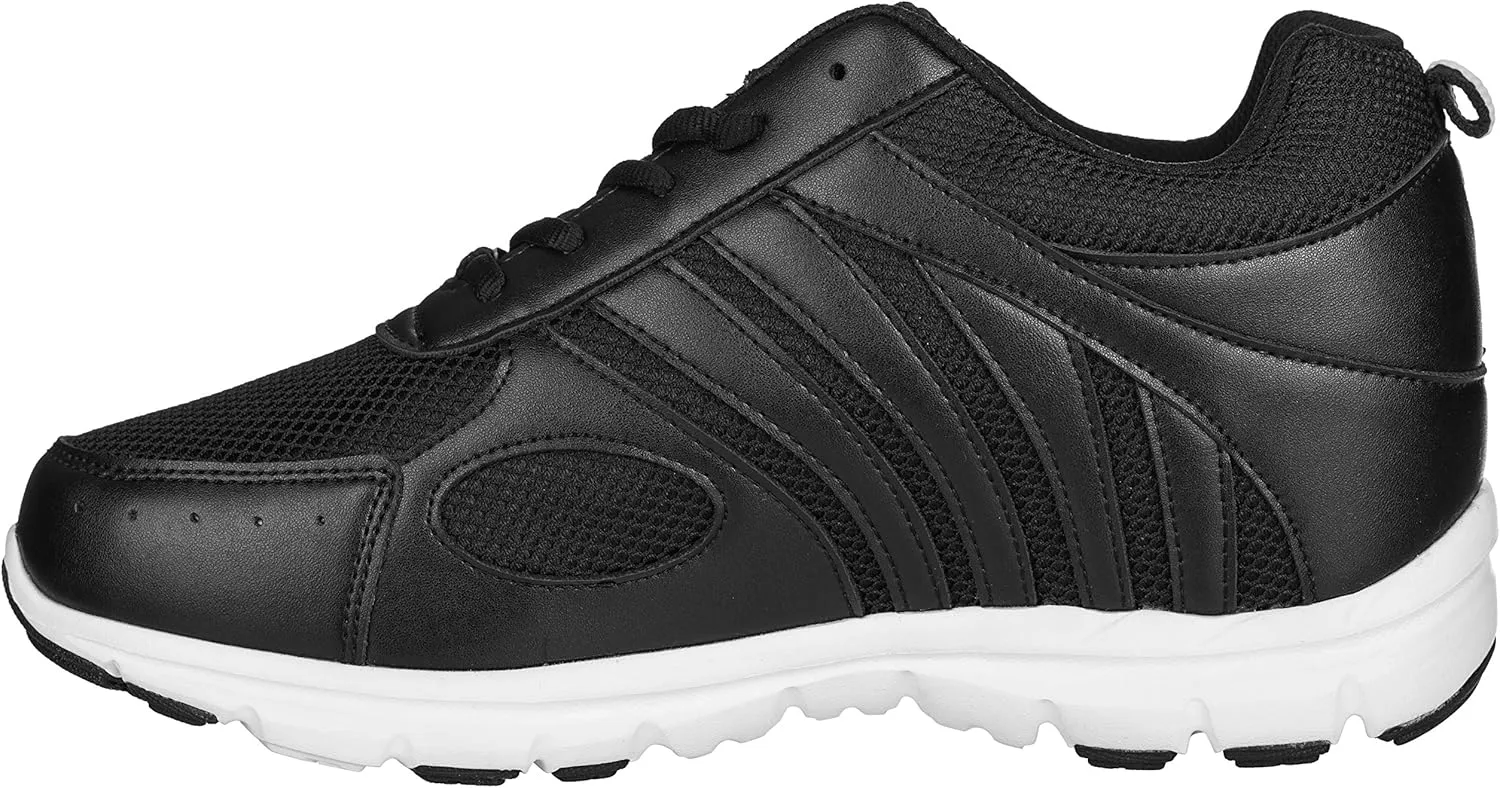 CALTO Men's Invisible Height Increasing Elevator Shoes - Black Leather/Mesh Lace-up Super Lightweight Trainer Sneakers - 3 Inches Taller - G3304 - Size 10 D(M) US