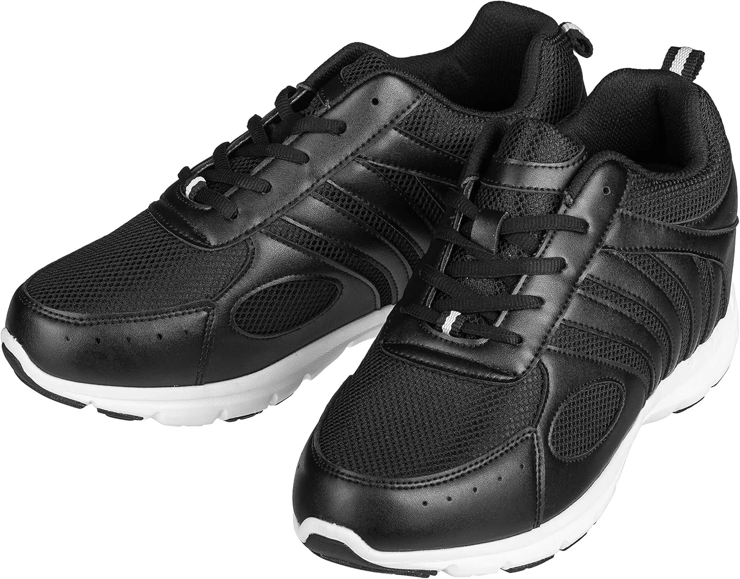 CALTO Men's Invisible Height Increasing Elevator Shoes - Black Leather/Mesh Lace-up Super Lightweight Trainer Sneakers - 3 Inches Taller - G3304 - Size 10 D(M) US