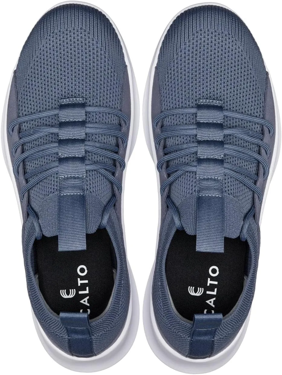 CALTO Men's Invisible Height Increasing Elevator Shoes - Ultra Lightweight Sporty Sneakers - 2.4 Inches Taller