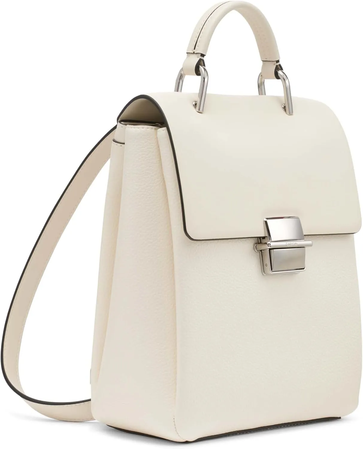 Calvin Klein Clove Triple Compartment Flap Backpack, Cherub White, One Size
