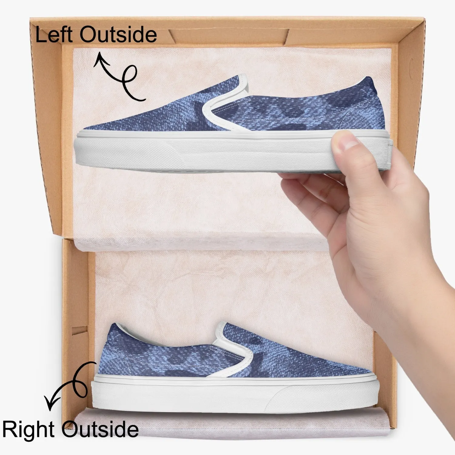 Camo Slip-On Shoes | Denim Blue Camouflage