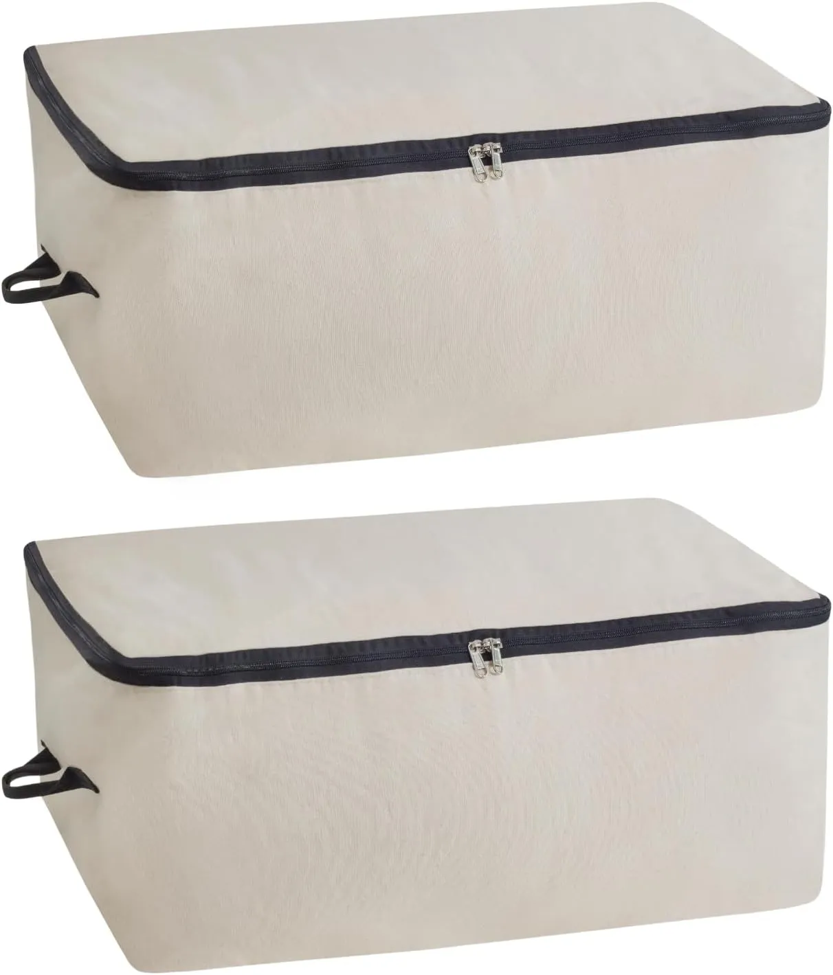 Canvas Storage Bags for Comforters and Blankets - X-Large Zippered Storage Bags for Blankets, Comforters, and Clothes - Easy Storage Under Bed, 100% Cotton, Breathable with Carrying Straps (2 Bags)