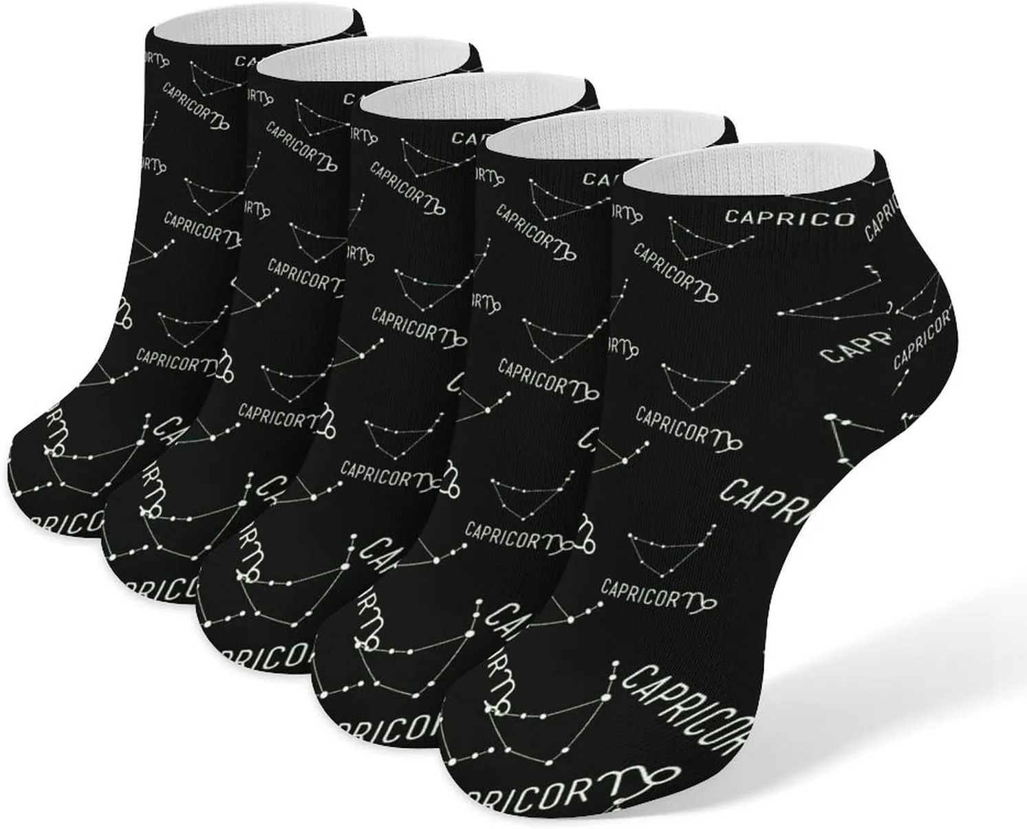 Capricorn Constellation Ankle No Show Socks Soft Loafer Socks Low Cut Non Slip Flat Sock 5 PC