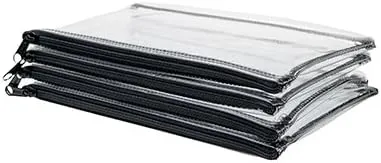 Carousel Checks Inc. Clear Zipper Bank Bags, 10 Pack, 5.5" x 10.5", Sturdy Vinyl, Easy-Slide Nylon Zipper, Double Stitched