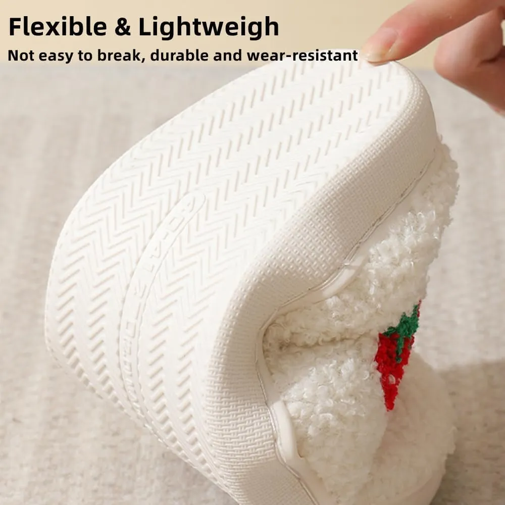 Cartoon Slippers for Women Men, Soft Fluffy Warm Lightweight Non-Slip Cute House Slippers Slip-On Cozy Indoor Outdoor Heart Meet Ne at Night Mushroom Cherry Strawberry Evil Eye Slippers