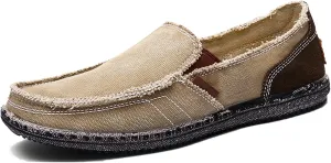 CASMAG Men's Casual Cloth Shoes Canvas Slip on Loafers Leisure Vintage Flat Boat Shoes