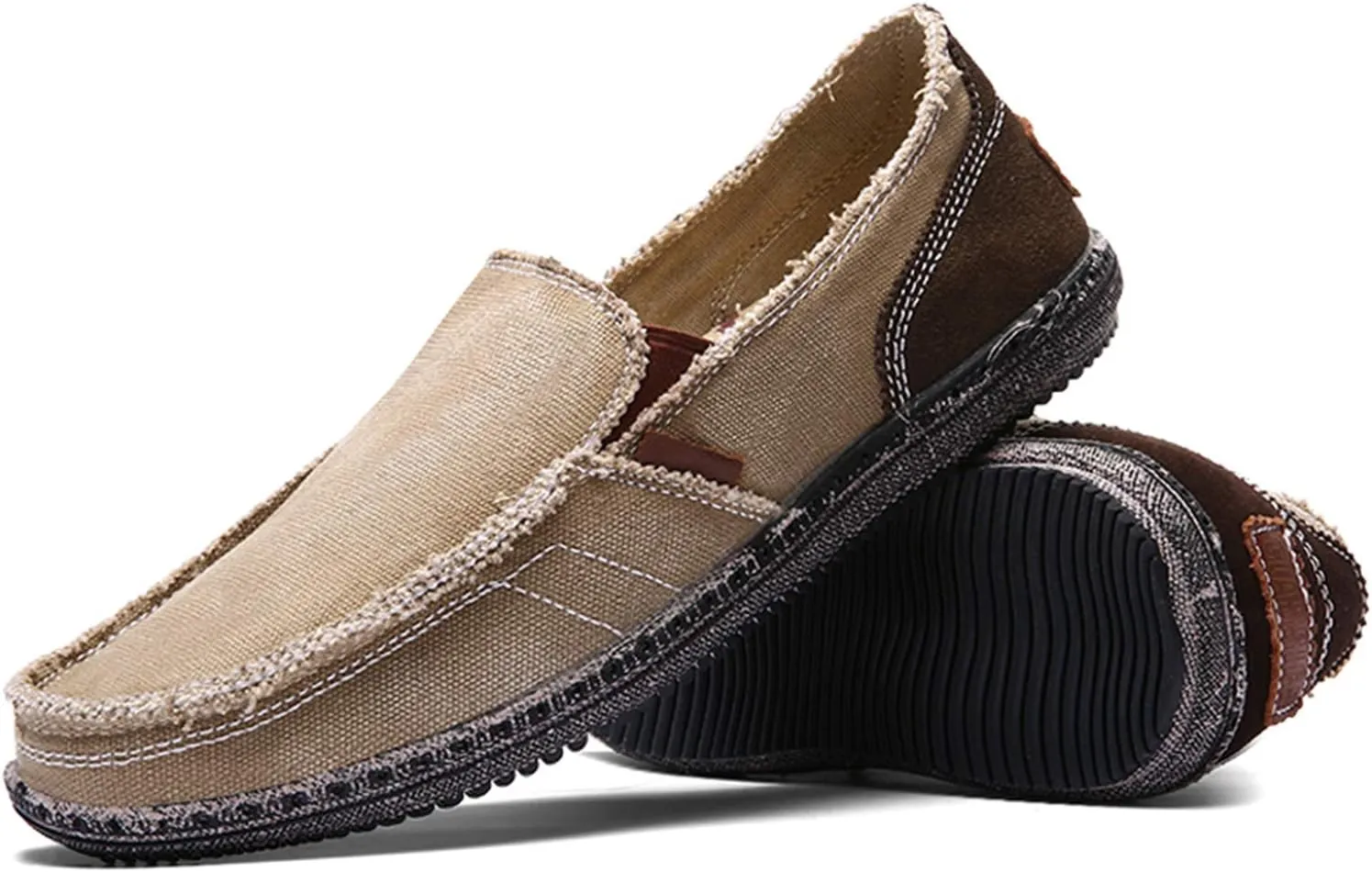 CASMAG Men's Casual Cloth Shoes Canvas Slip on Loafers Leisure Vintage Flat Boat Shoes