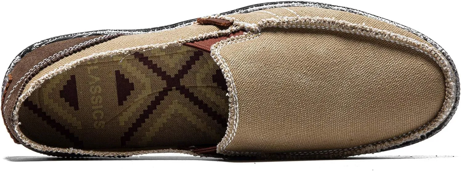 CASMAG Men's Casual Cloth Shoes Canvas Slip on Loafers Leisure Vintage Flat Boat Shoes