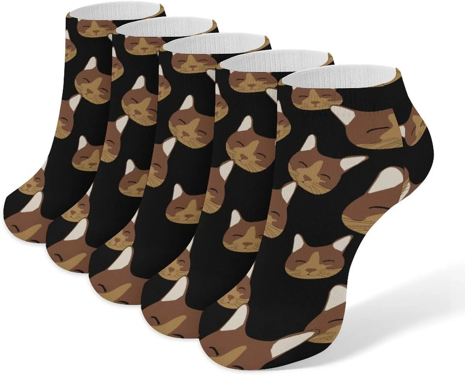 Cat Ankle No Show Socks Soft Loafer Socks Low Cut Non Slip Flat Sock 5 PC
