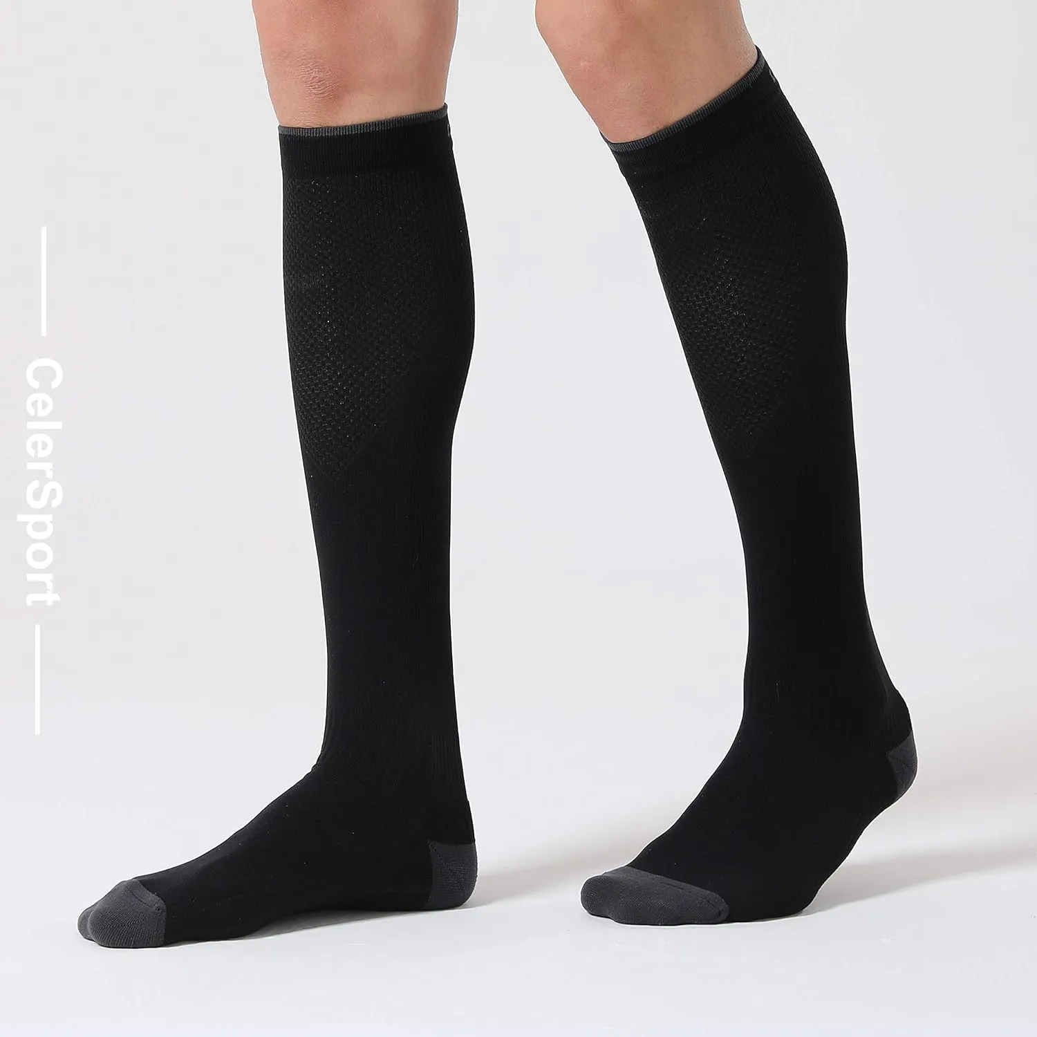 CelerSport 3 Pairs Compression Socks for Men and Women 20-30 mmHg Running Support Socks