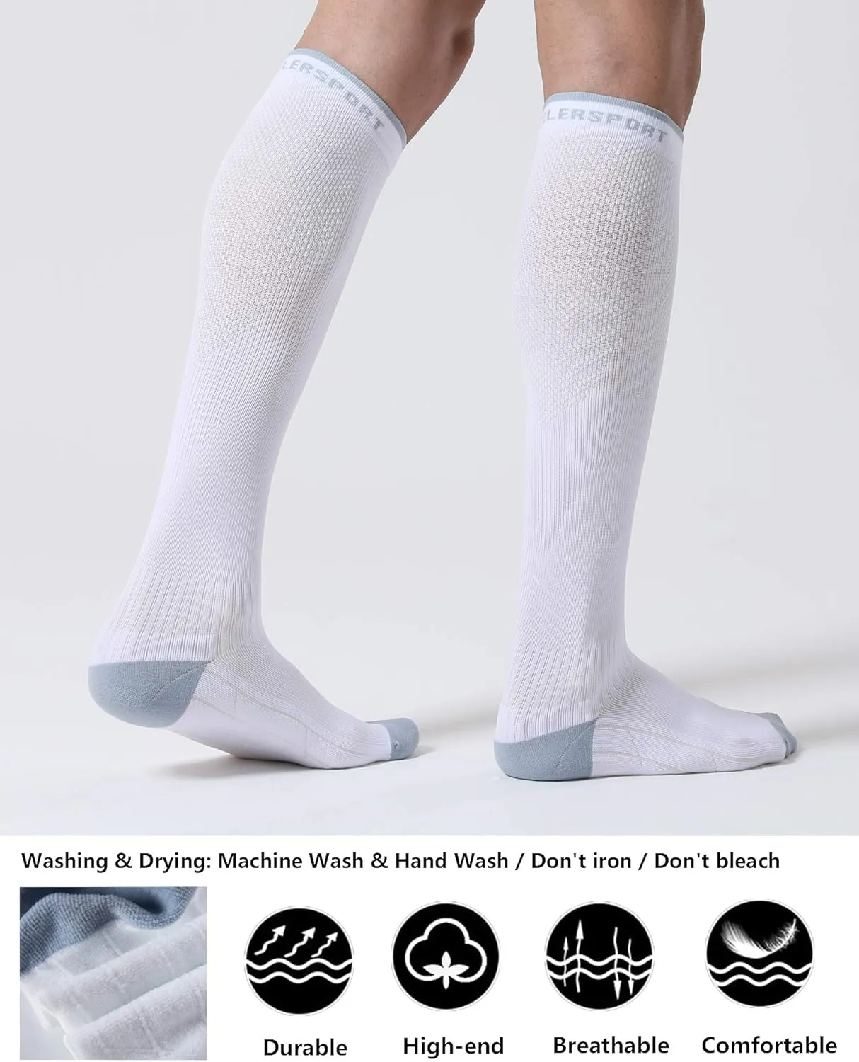 CelerSport 3 Pairs Compression Socks for Men and Women 20-30 mmHg Running Support Socks