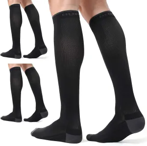 CelerSport 3 Pairs Compression Socks for Men and Women 20-30 mmHg Running Support Socks