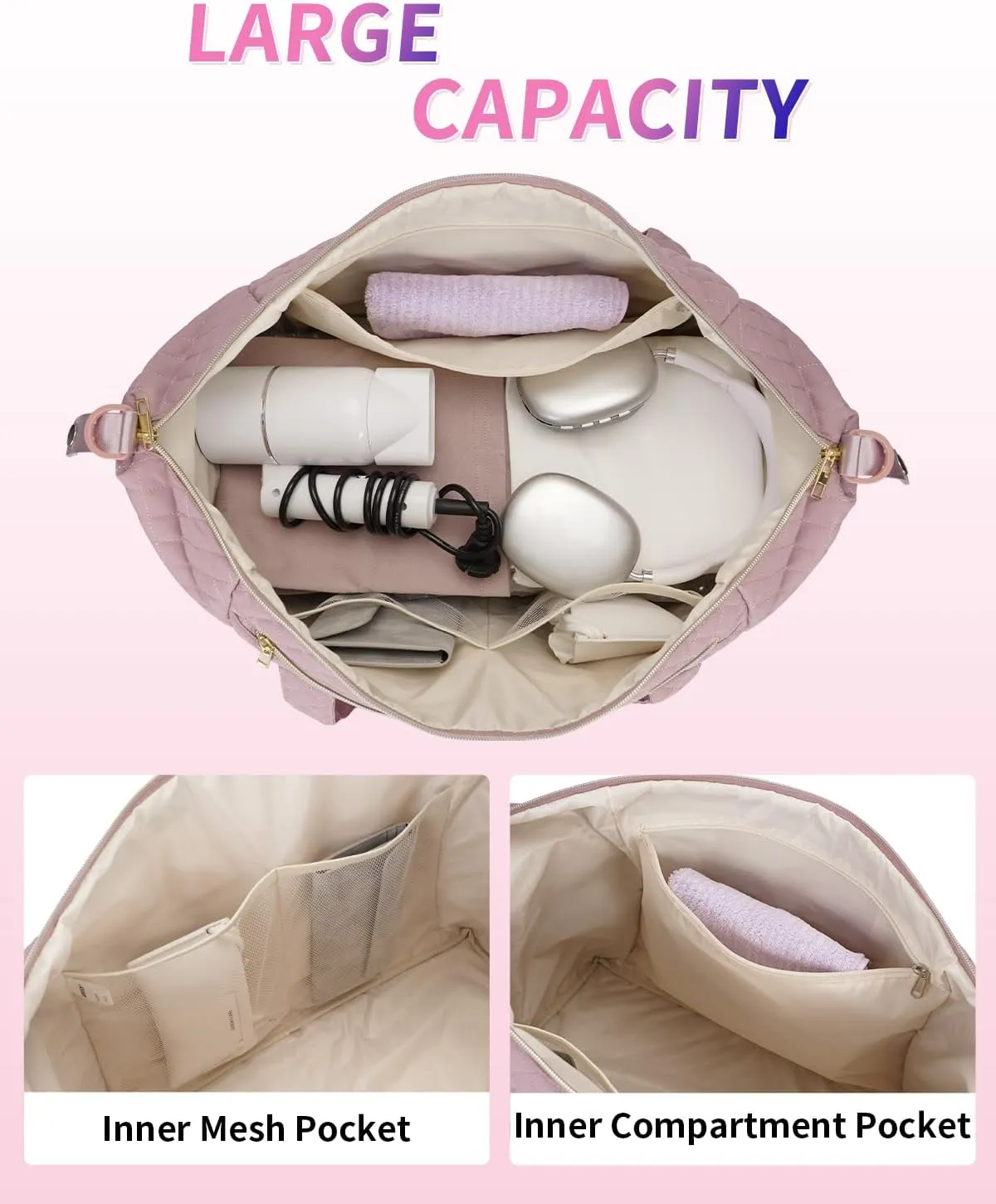 Ceneda Travel Duffel for Spirit Airlines Personal Item - 18x14x8 Under Seat Weekender Overnight Bag with Wet Pocket & Shoe Bag Carry On Luggage (Pink)