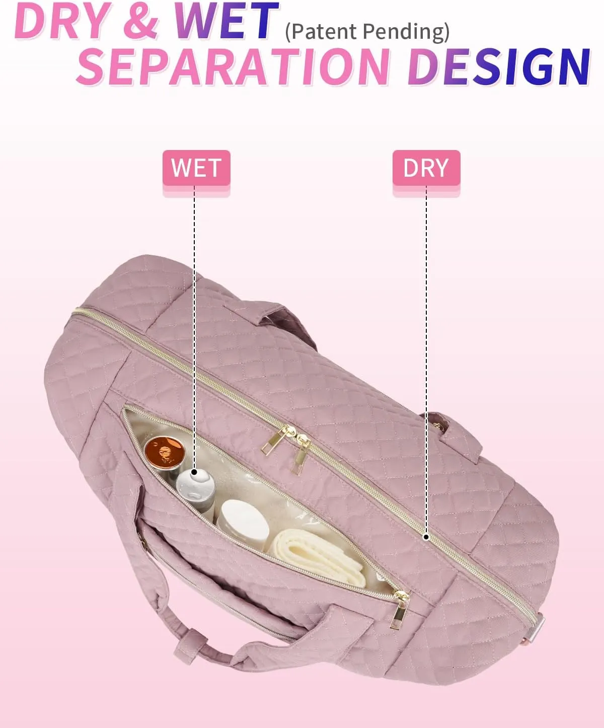 Ceneda Travel Duffel for Spirit Airlines Personal Item - 18x14x8 Under Seat Weekender Overnight Bag with Wet Pocket & Shoe Bag Carry On Luggage (Pink)