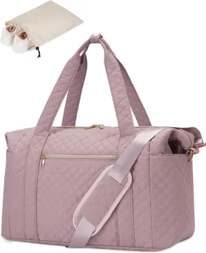 Ceneda Travel Duffel for Spirit Airlines Personal Item - 18x14x8 Under Seat Weekender Overnight Bag with Wet Pocket & Shoe Bag Carry On Luggage (Pink)