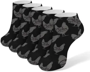 Chicken Whisperer Ankle No Show Socks Soft Loafer Socks Low Cut Non Slip Flat Sock 5 PC