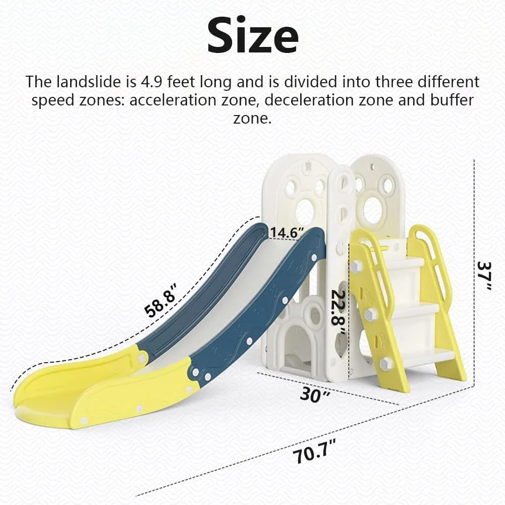 Children's Slide Suitable for Children Age 1-12 Years Old to Play and Climb on The Slide. Equipped with Basketball and Storage Space Suitable for Indoor and Outdoor use