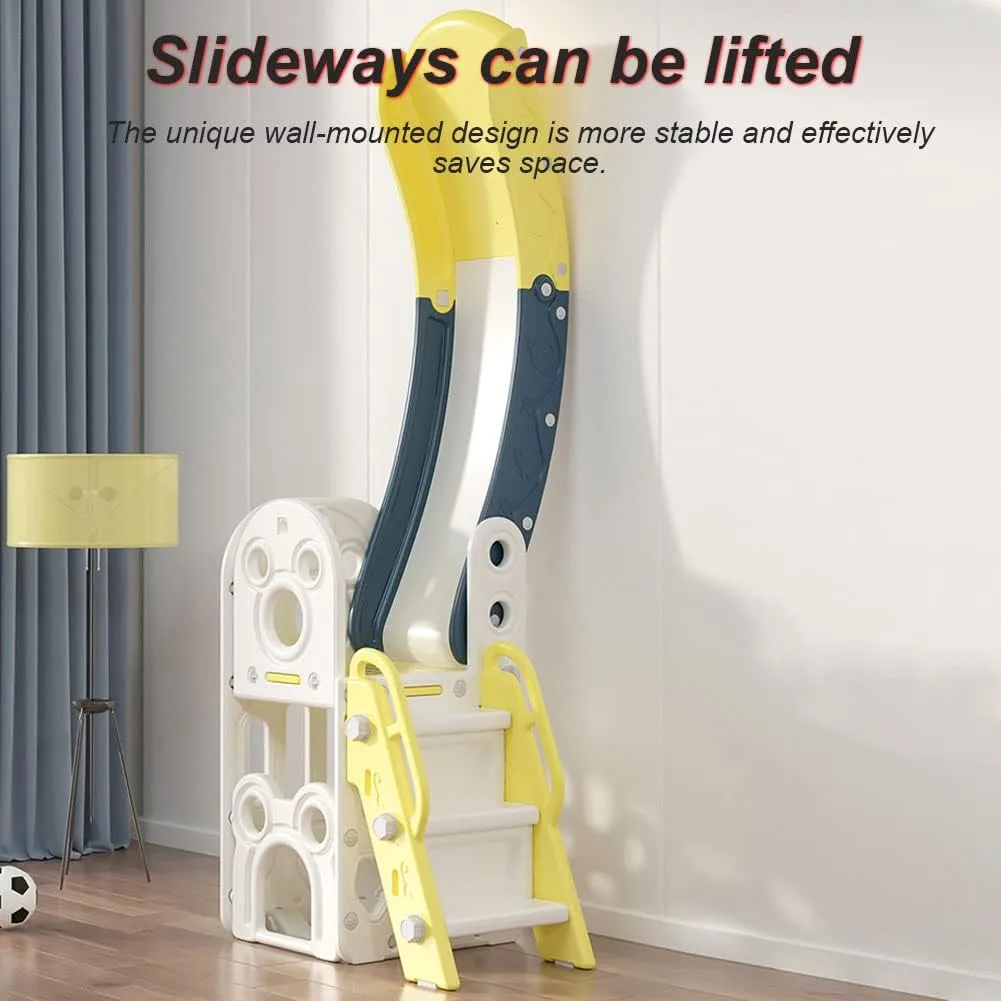 Children's Slide Suitable for Children Age 1-12 Years Old to Play and Climb on The Slide. Equipped with Basketball and Storage Space Suitable for Indoor and Outdoor use
