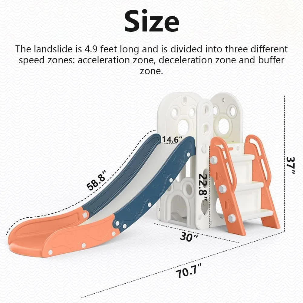 Children's Slide Suitable for Children Age 1-12 Years Old to Play and Climb on The Slide. Equipped with Basketball and Storage Space Suitable for Indoor and Outdoor use