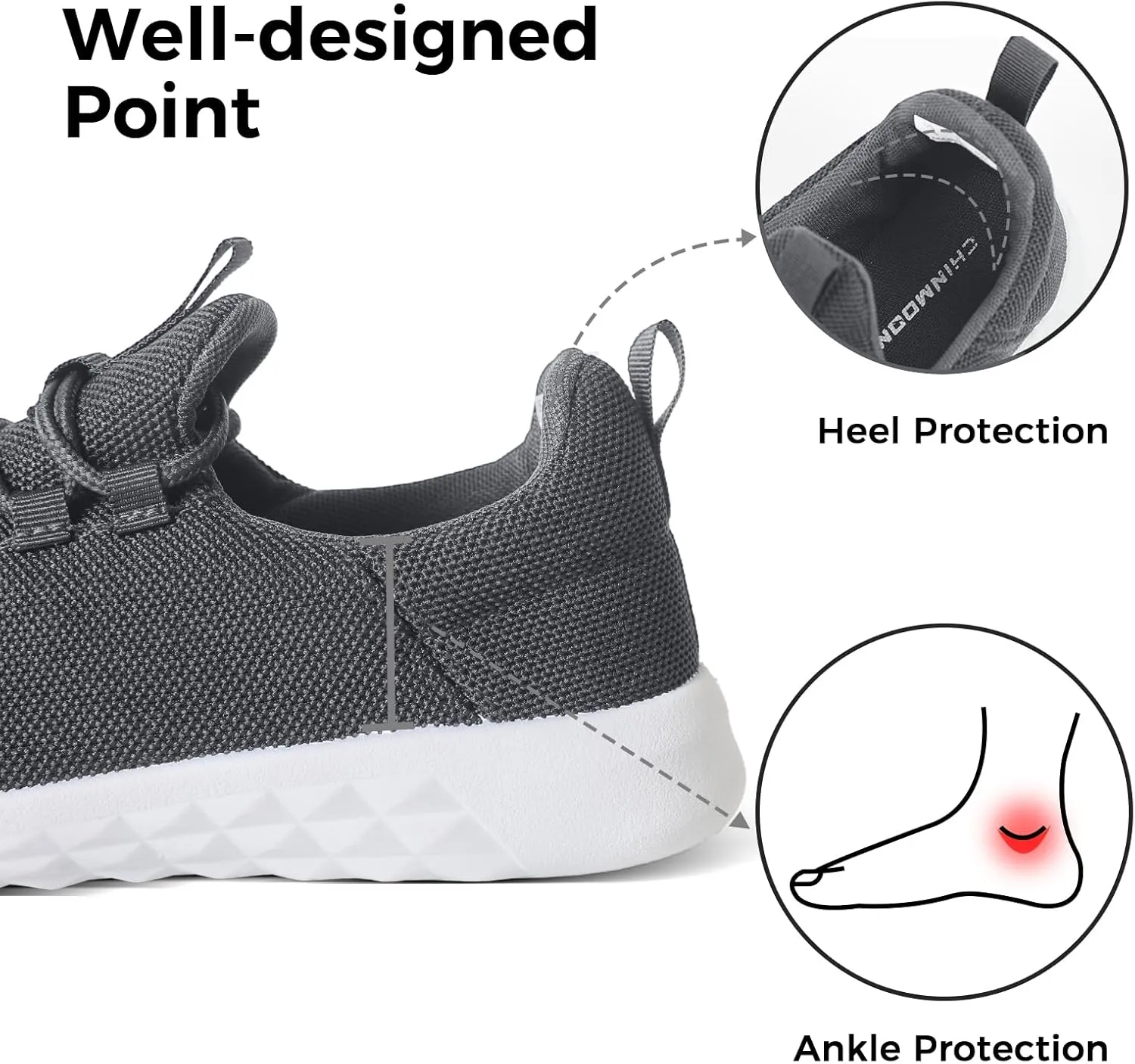 CHIN·MOON Women's Slip On Walking Shoes Lightweight Non Slip Running Gym Shoes Breathable Fashion Sneakers