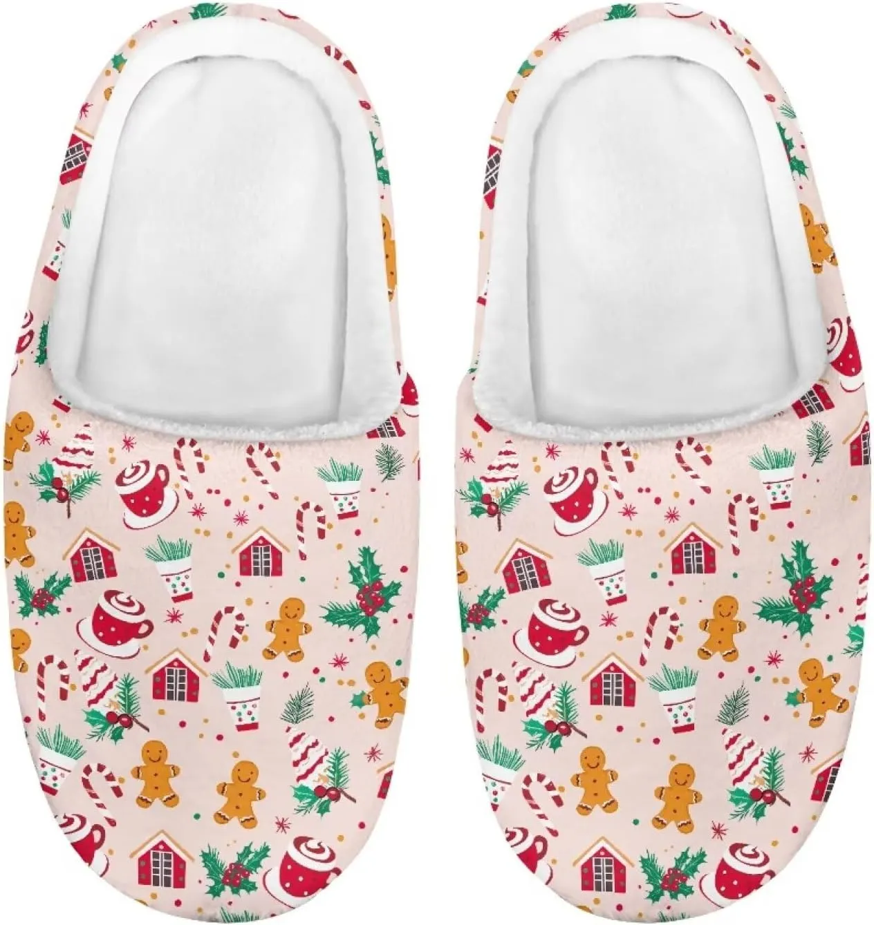 Christmas Kids Fuzzy Warm House Slippers for Girls Non Slip Rubber Sole Home Slippers for Toddlers Size 9-15
