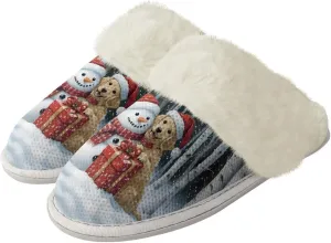 Christmas Womens Cartoon Indoor Warm Fleece Slippers Winter Soft Cozy Home Non-Slip Plush Slip-on Shoes