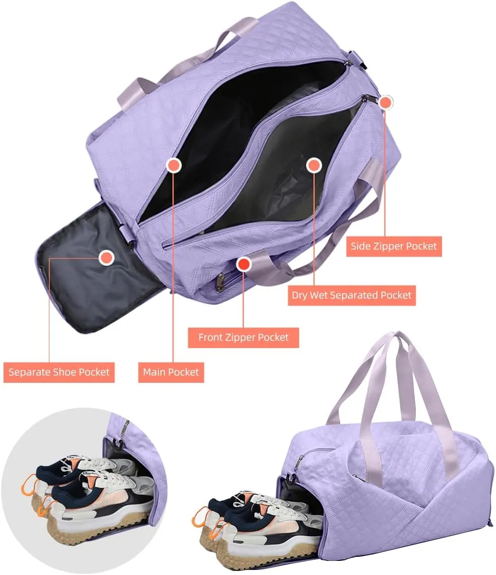 ChuLian Duffle Bag for Women Personalized Weekender Bags for Women Girls Quilted Travel Duffle Bag Monogrammed Overnight Bags for Women Duffel Bag Hospital Bag for Women Purple