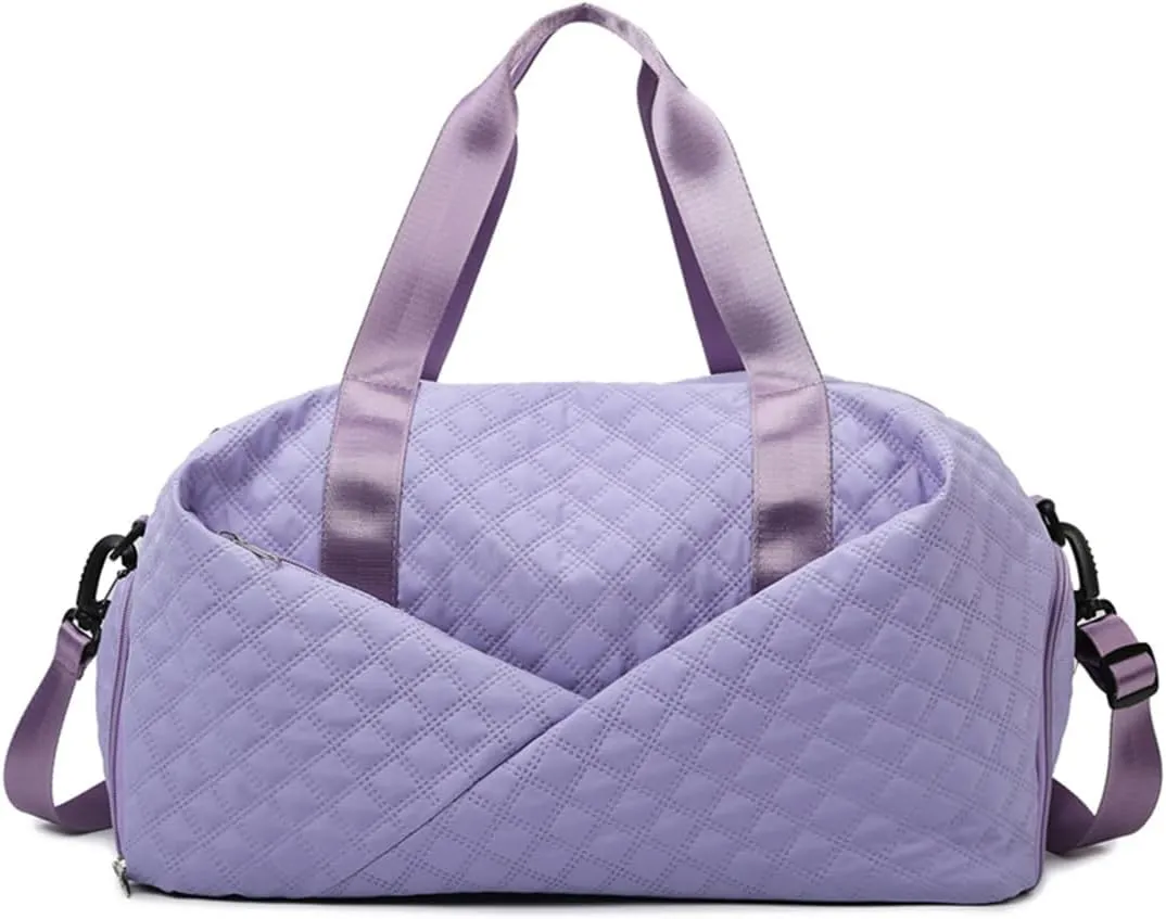 ChuLian Duffle Bag for Women Personalized Weekender Bags for Women Girls Quilted Travel Duffle Bag Monogrammed Overnight Bags for Women Duffel Bag Hospital Bag for Women Purple