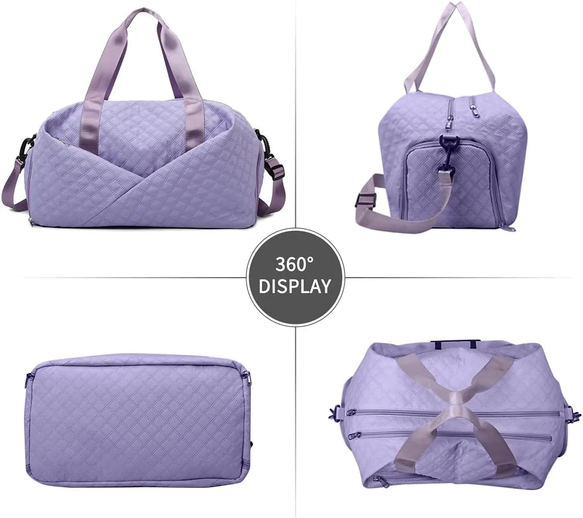 ChuLian Duffle Bag for Women Personalized Weekender Bags for Women Girls Quilted Travel Duffle Bag Monogrammed Overnight Bags for Women Duffel Bag Hospital Bag for Women Purple
