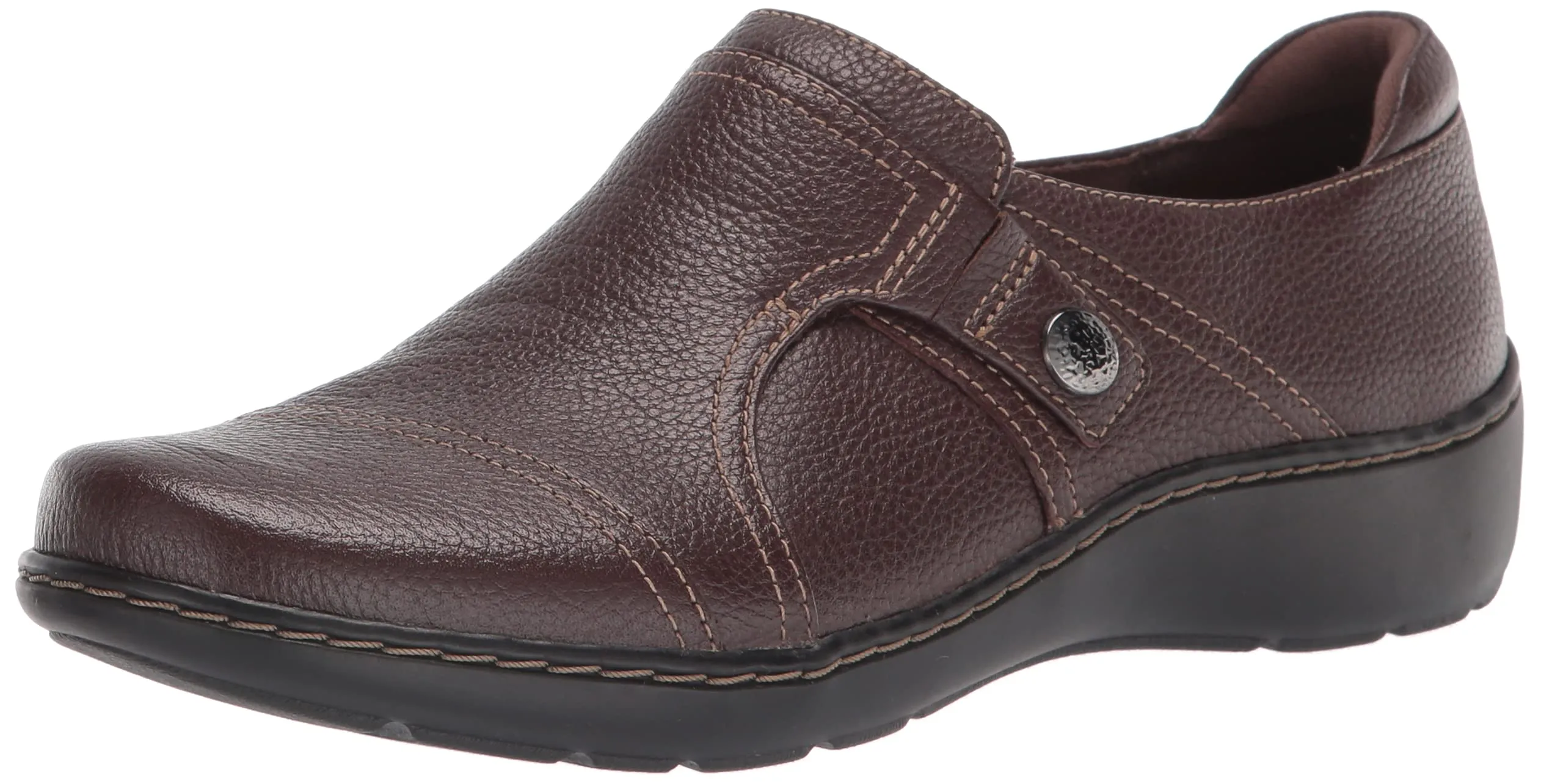 Clarks Women's Cora Poppy Loafer, Dark Brown Tumbled, 9