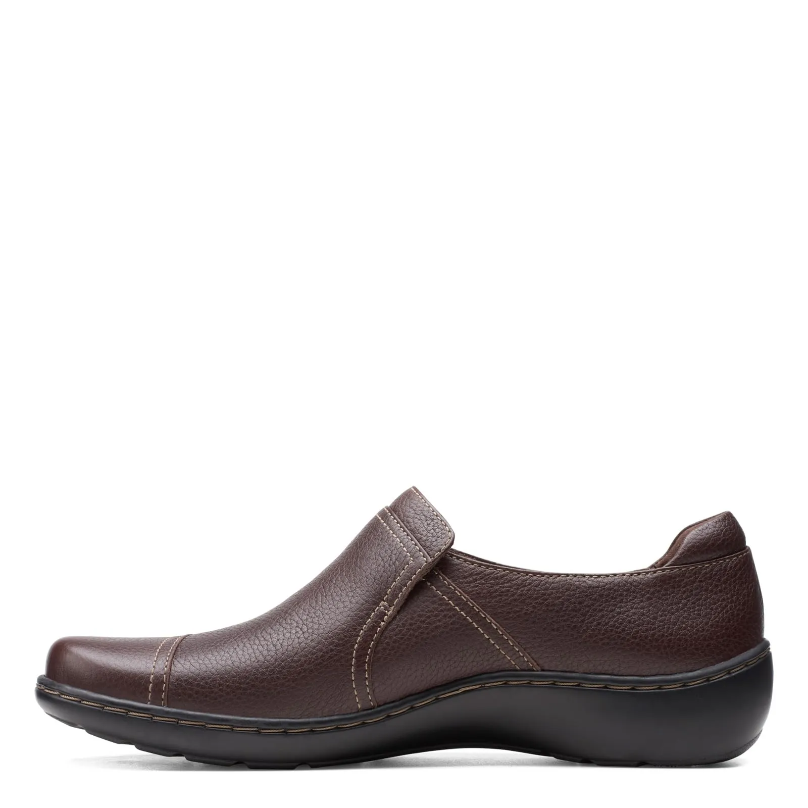 Clarks Women's Cora Poppy Loafer, Dark Brown Tumbled, 9