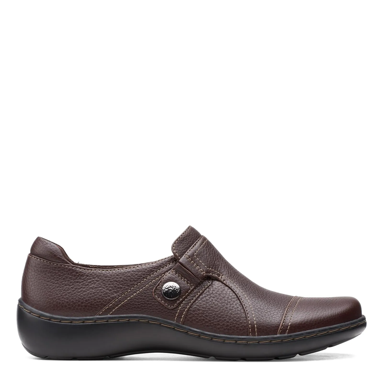 Clarks Women's Cora Poppy Loafer, Dark Brown Tumbled, 9