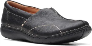 Clarks Women's Un Loop Stride Slip On Black Leather 10 W