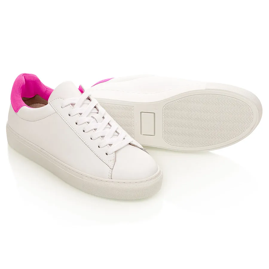 Classic Trainer - White/Neon Pink Suede
