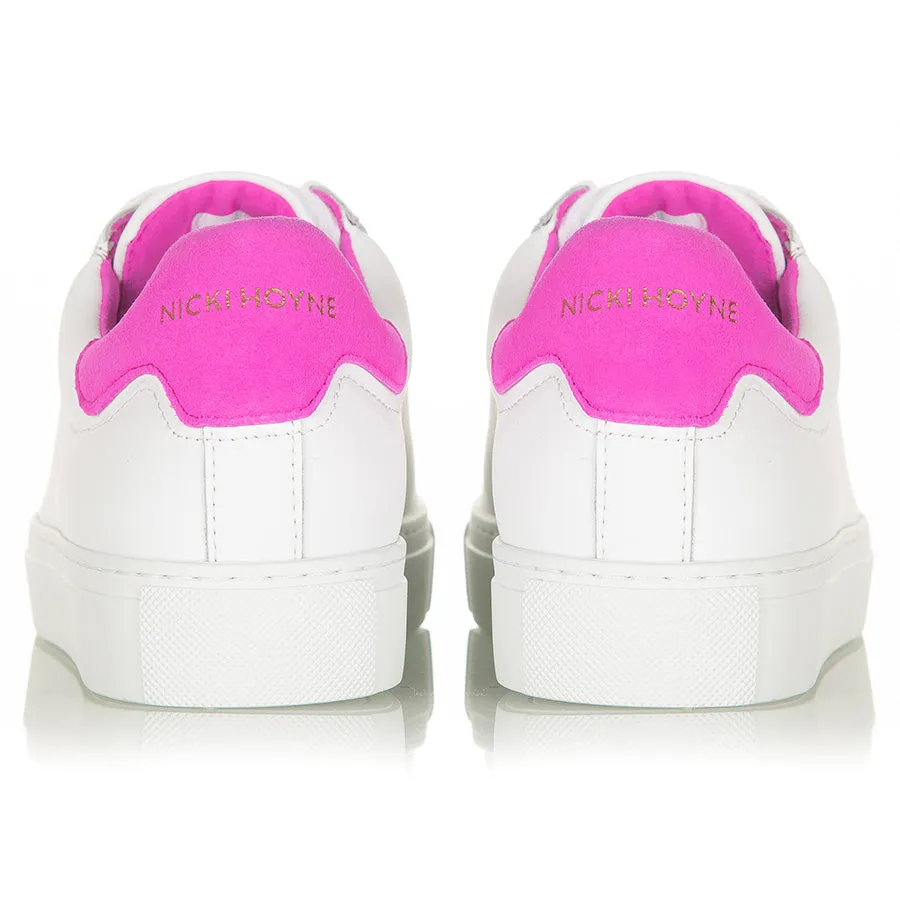 Classic Trainer - White/Neon Pink Suede