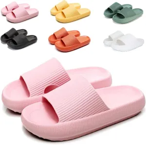 Cloud Slippers for Women and Men Non Slip Super Puffy Comfy Soft Thick Soled Cloud House Slides Sandals Non-Slip Quick Drain Hole Slippers Open Toe Bathroom Shoes