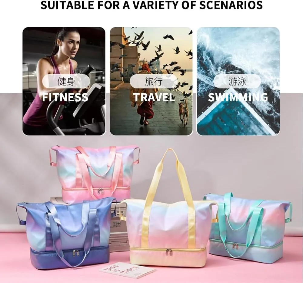 Colorful Travel Duffel Bags - 35L Large Capacity, Dry-Wet Separated, Shoe Compartment. Gym Bag and Travel Bag (green)