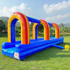 Commercial Grade Inflatable Slip and Splash Slide with Blower for Kids & Adults for Rental or Home Use Outdoor Party Bounce House (Blue Marble, 25ftx 6ftx 9ft)