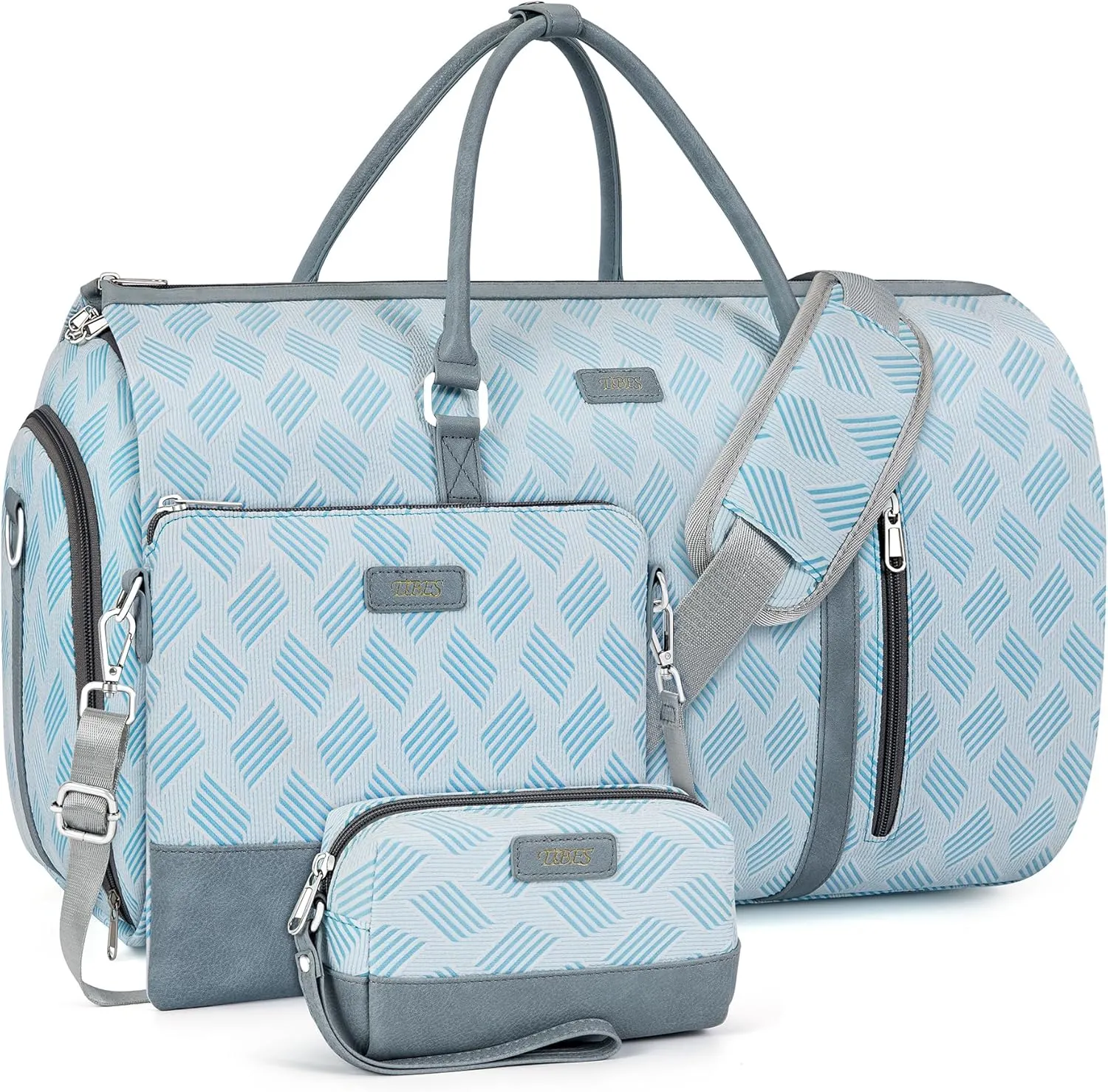 Convertible Garment Duffel Bag for Travel - Carry On Garment Bags With Toiletry Bag Large Weekender Bag for Men Women 2 in 1 Hanging Suitcase Suit Travel Duffel Overnight Bags 4pcs Set