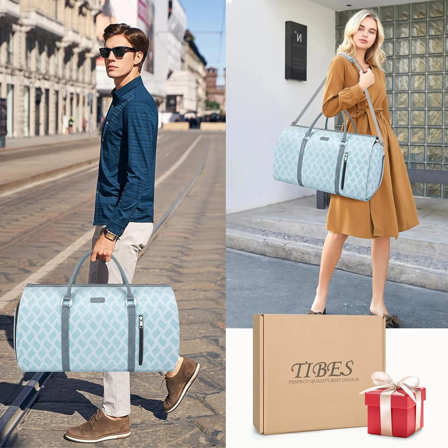 Convertible Garment Duffel Bag for Travel - Carry On Garment Bags With Toiletry Bag Large Weekender Bag for Men Women 2 in 1 Hanging Suitcase Suit Travel Duffel Overnight Bags 4pcs Set