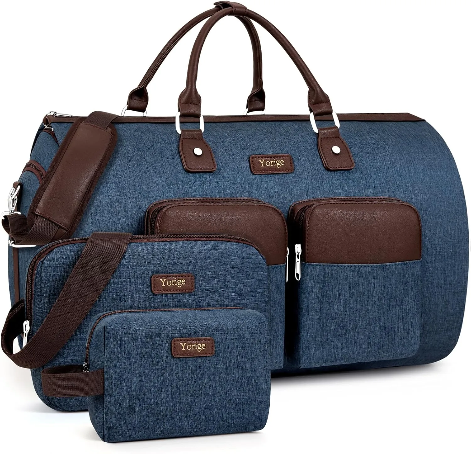 Convertible Garment Duffle Bags for Travel - Carry on Garment Bag for Men Women Large Travel Duffel Bag with Crossbody Bag 4pcs Set, 2 in 1 Hanging Suit Dress Clothes Bag Suitcase Travel Weekender Bag
