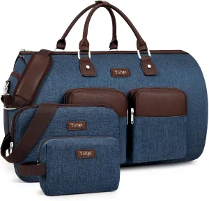 Convertible Garment Duffle Bags for Travel - Carry on Garment Bag for Men Women Large Travel Duffel Bag with Crossbody Bag 4pcs Set, 2 in 1 Hanging Suit Dress Clothes Bag Suitcase Travel Weekender Bag