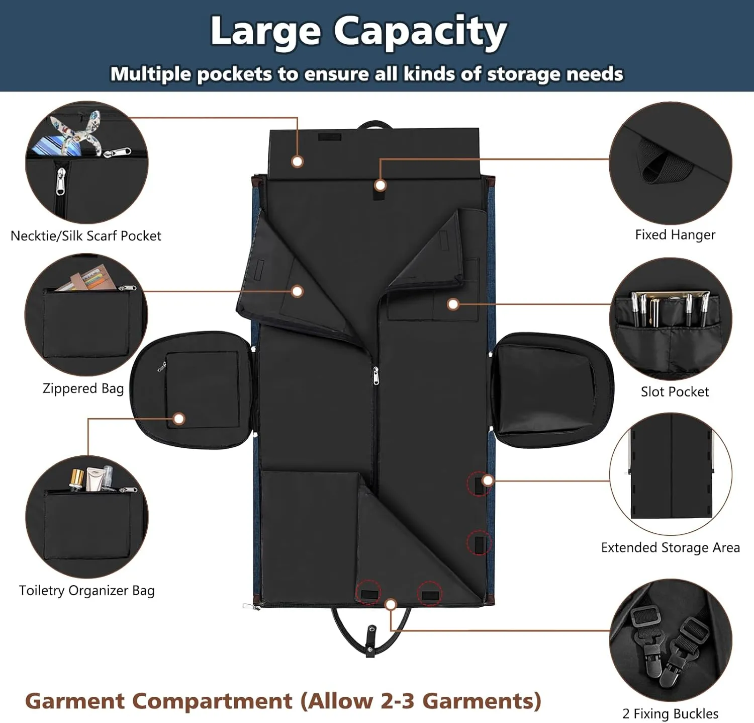 Convertible Garment Duffle Bags for Travel - Carry on Garment Bag for Men Women Large Travel Duffel Bag with Crossbody Bag 4pcs Set, 2 in 1 Hanging Suit Dress Clothes Bag Suitcase Travel Weekender Bag