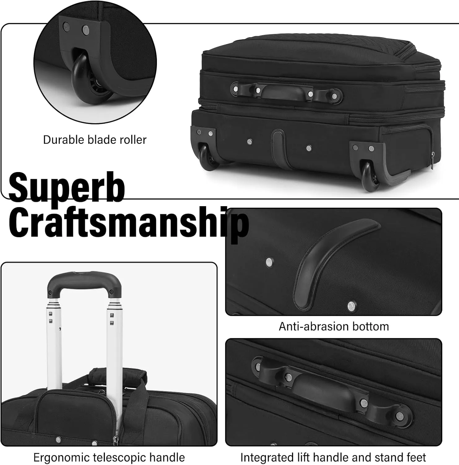 Coolife Rolling Laptop Briefcase 17.3 Inch Laptop Case Roller Computer Bag with Wheels Mobile Office Computer Brief