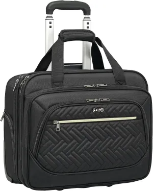 Coolife Rolling Laptop Briefcase 17.3 Inch Laptop Case Roller Computer Bag with Wheels Mobile Office Computer Brief