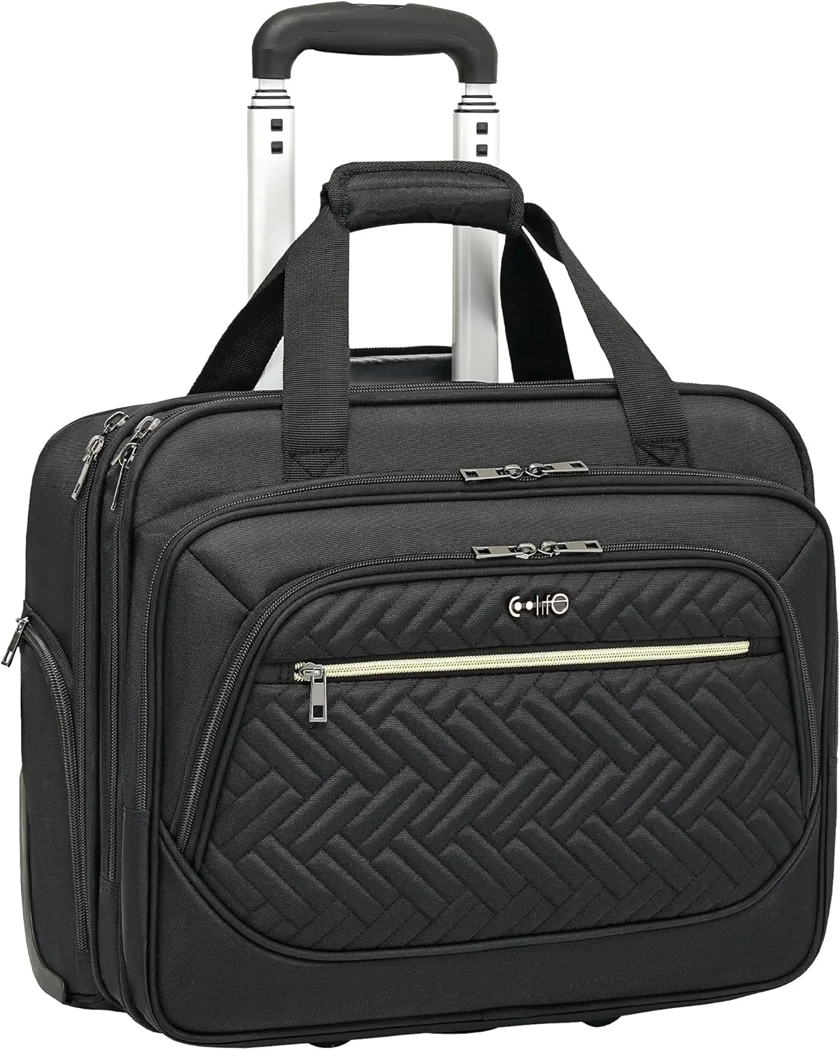 Coolife Rolling Laptop Briefcase 17.3 Inch Laptop Case Roller Computer Bag with Wheels Mobile Office Computer Brief