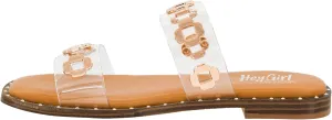 Corkys Footwear Low Tide Double Strap Sandal - Featuring Two Metal-Accented Straps, A Cushioned Insole, Studded Outsole, Easy and Convenient Slip-On design