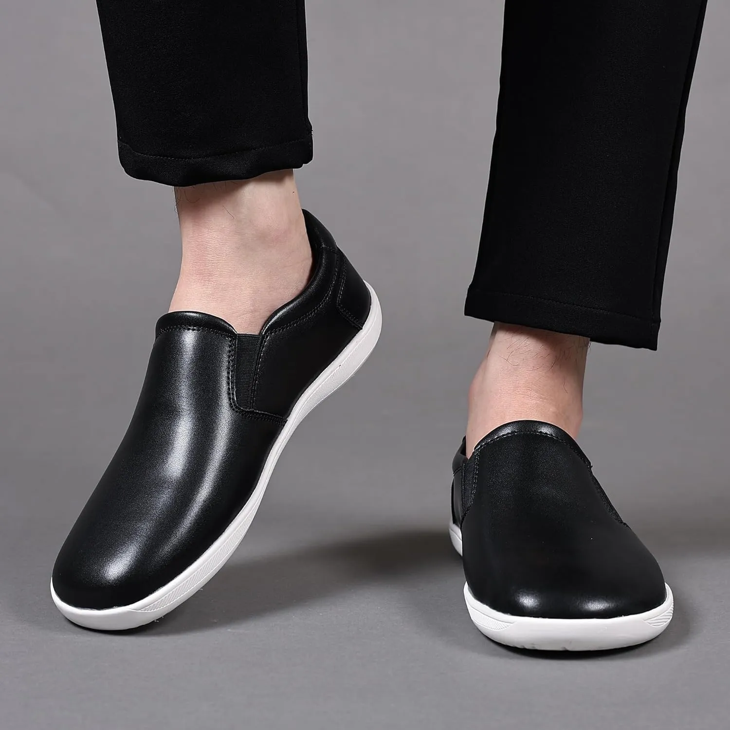 COSIDRAM Men's Casual Loafers Comfort Wide Toe Soft Daily Walking Sneakers Classic Slip On Shoes