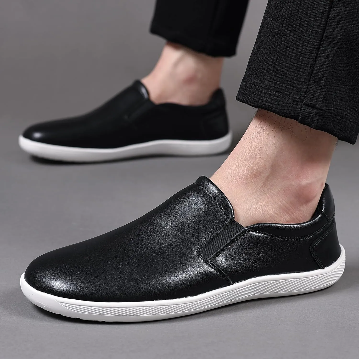 COSIDRAM Men's Casual Loafers Comfort Wide Toe Soft Daily Walking Sneakers Classic Slip On Shoes
