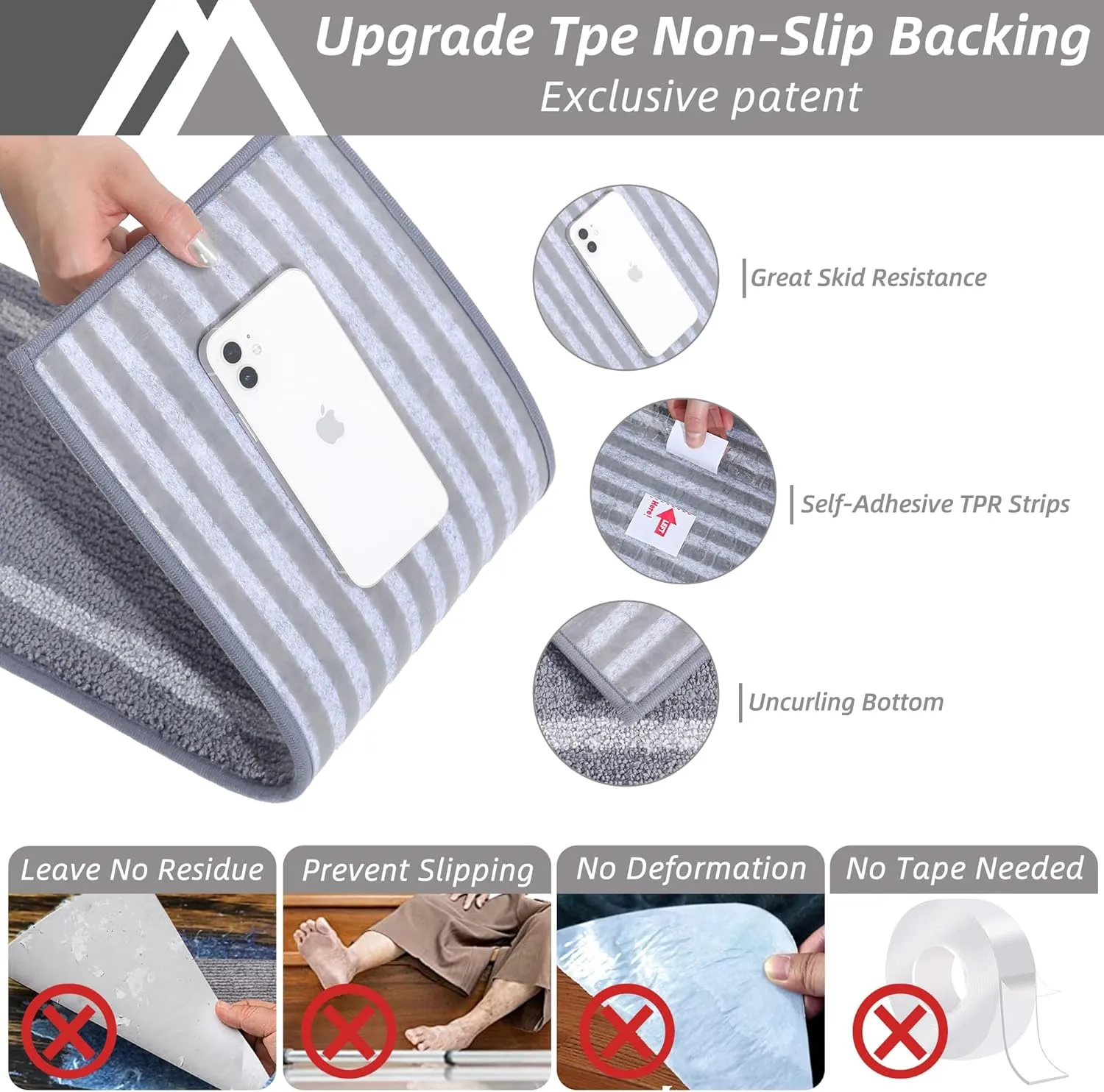 COSY HOMEER Soft Stair Treads Non-Slip Carpet Mat 28inX9in Indoor Stair Runners for Wooden Steps, Stair Rugs for Kids and Dogs, 100% Polyester TPE Backing 4pcs, Grey,Square